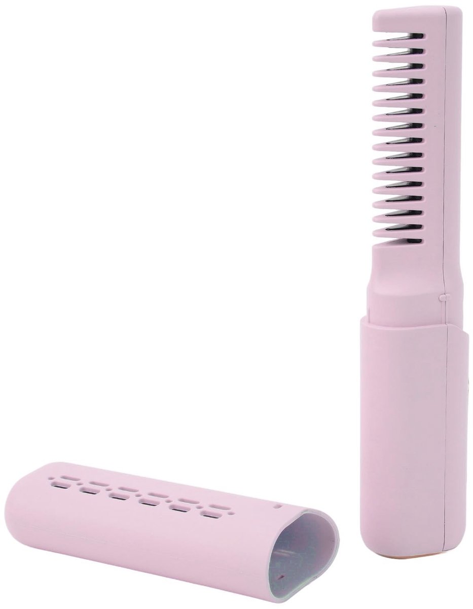 Dailygoody - Draadloze haarstijlborstel - Mini stijlborstel - Ideaal voor reizen - Paars - Oplaadbare stijltang - Perfect voor dames - Warmtekam