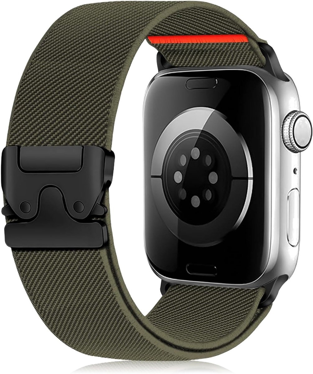 Verstelbare elastische sportarmband voor Apple Watch 38-49 mm met parachute sluiting, comfortabel en duurzaam