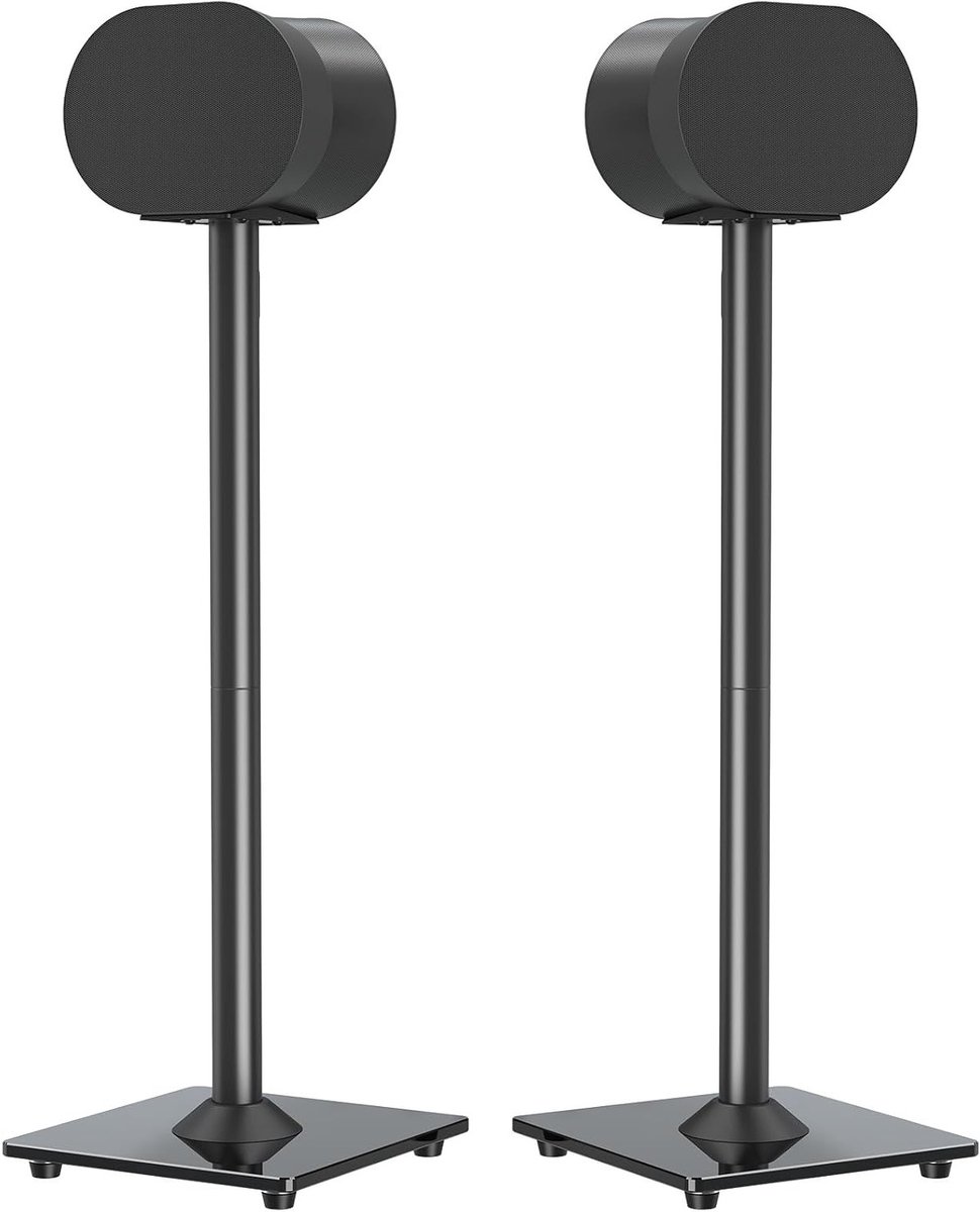 Speakerstands voor Sonos Era 300, hoogte 81 cm, vloerstandaards met glazen basis, maximaal 5 kg, zwart, 1 paar - Ideaal voor optimale geluidsweergave en stijlvolle inrichting