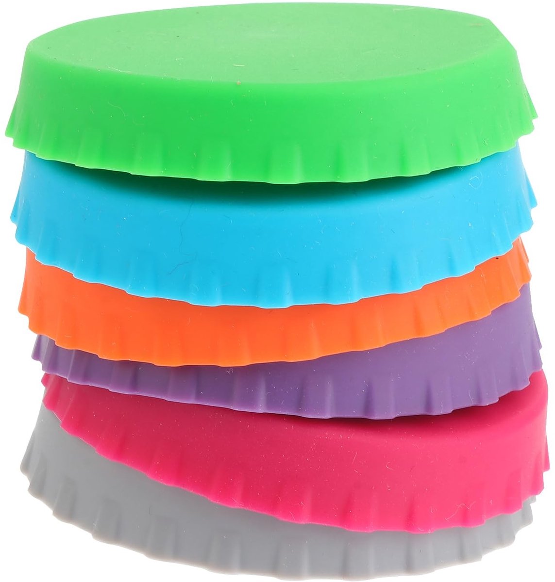 Dailygoods - Dailygoody - Deksel voor blikjes - Siliconen deksels - Voedselveilig - 6 stuks - Luchtdicht - Geschikt voor flessen - Diverse kleuren