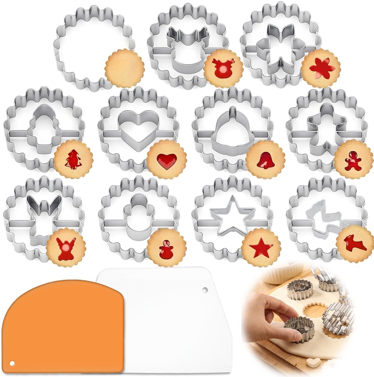 Dailygoods - Dailygoody - Kerst Koekjesvormpjes - Koekjes maken - 13-delige set - Roestvrij staal - Creatief bakken - Voor de feestdagen - Mini kerstvormpjes