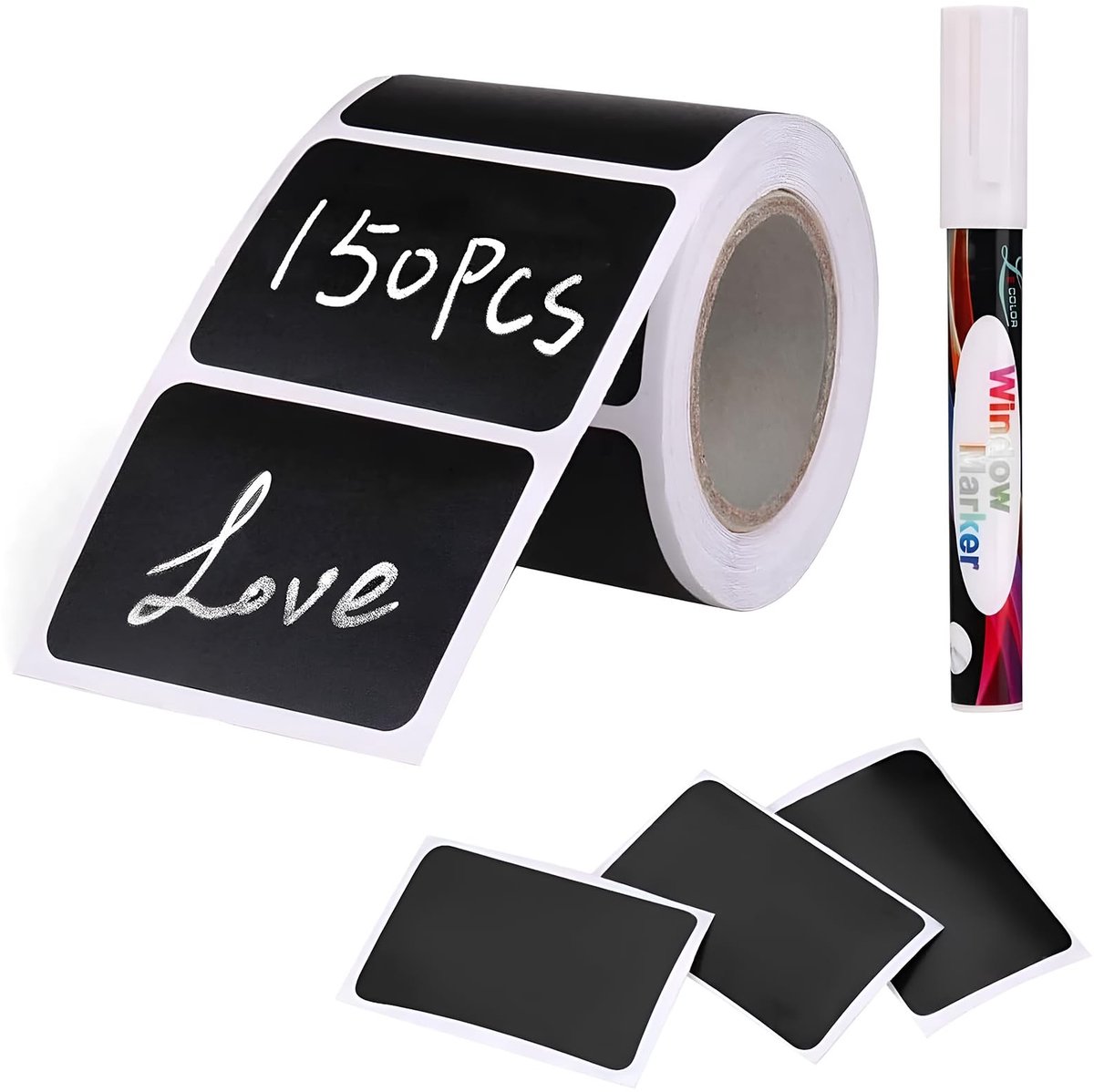 Dailygoods - Krijtbordstickers - Zelfklevende Etiketten - Waterdicht - 150 Stuks - Keukenlabels - Multifunctioneel - 6x4cm
