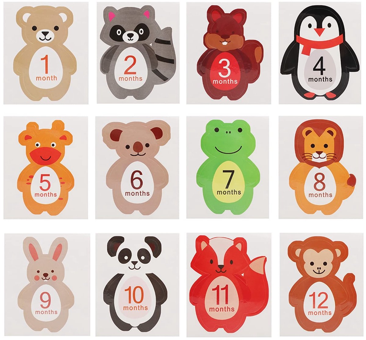 Dailygoods - Dailygoody - Pasgeboren Maand Sticker - Schattige Cartoon Stickers - Herinneringen Vastleggen - 12 Maanden - Baby Mijlpaal Stickers - Perfect voor Bab