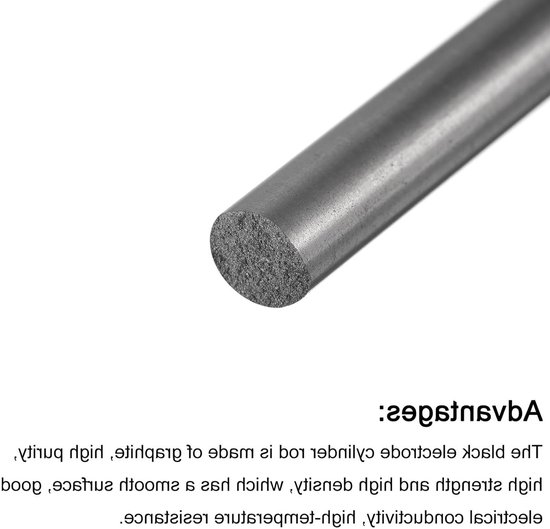 Graphietstaaf voor Smelten en Gieten - Carbon Roestvrijstaal 300x6mm - Ideaal voor Elektroden en Kruideniers — afbeelding 3