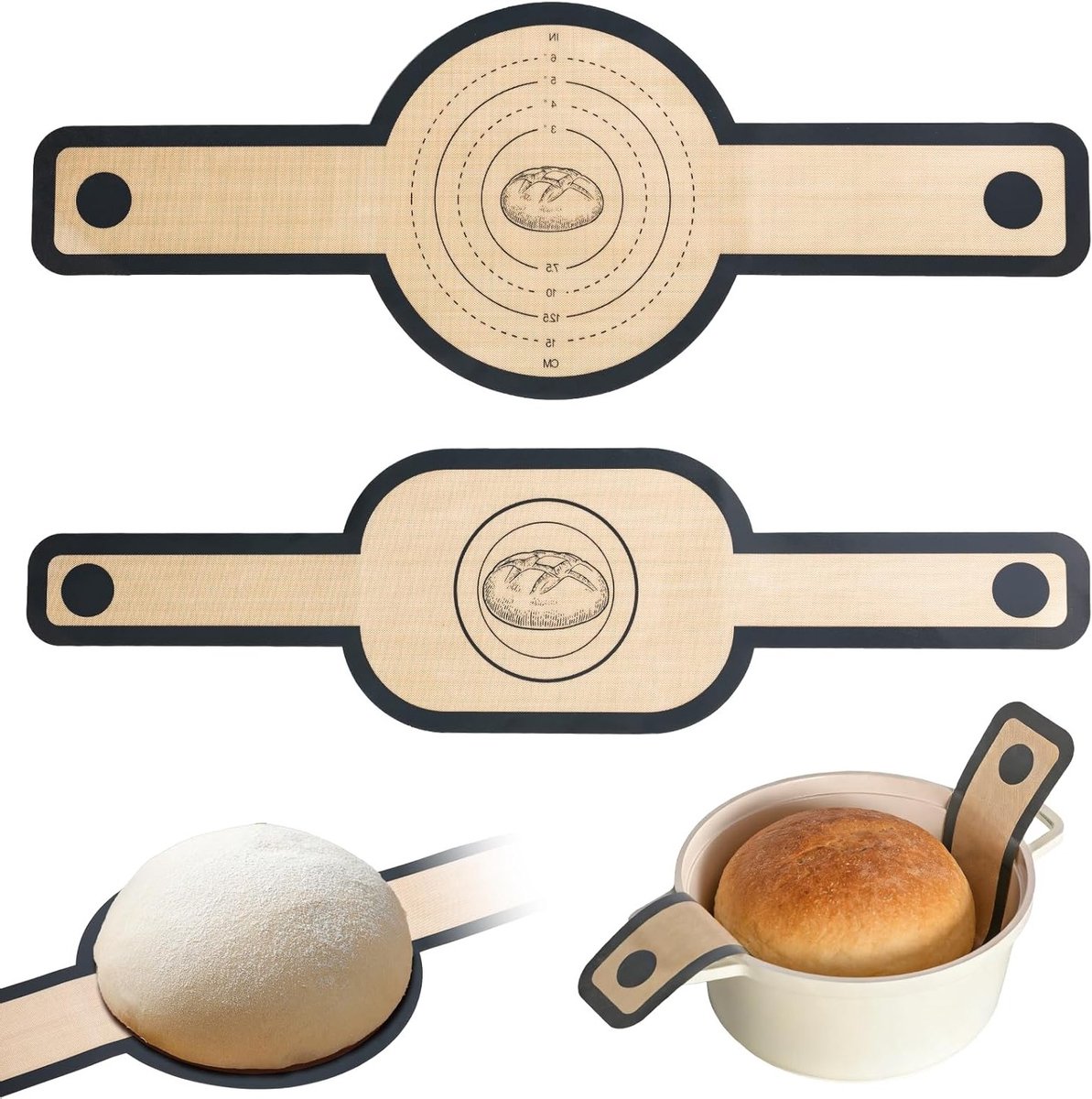 Herbruikbare siliconen bakmat voor Dutch Oven, 2 stuks, anti-aanbak, ideaal voor zuurdesembrood, pizza en koekjes bakken