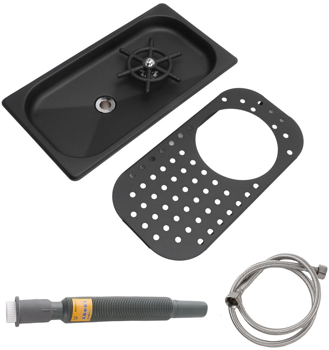 Dailygoods - Dailygoody - Roestvrijstalen Kan Rinser - Glasreiniging - Eenvoudige installatie - Zwart - Handenvrij wassen - Geschikt voor Bar Coffee Shop - Model P