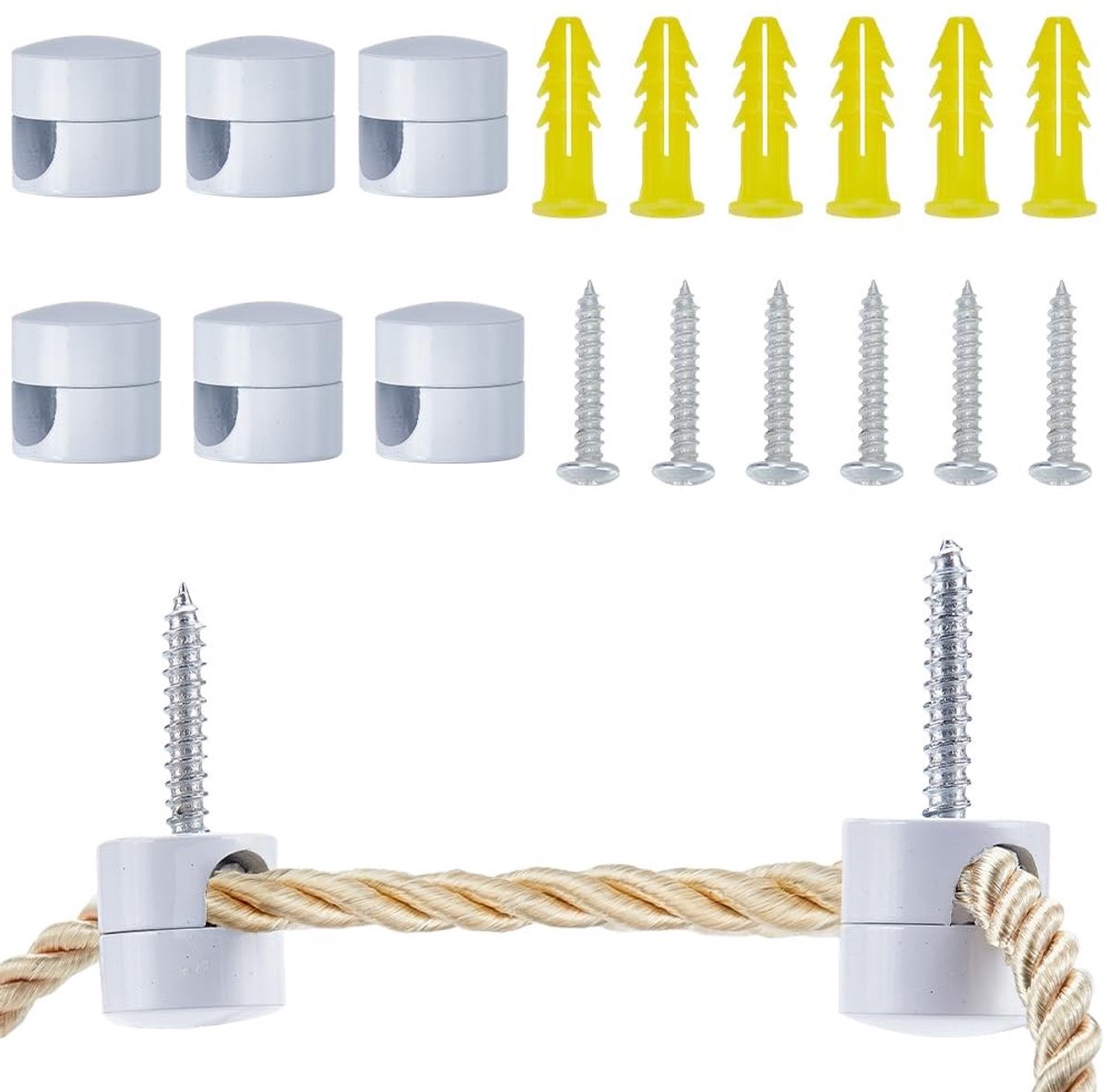Dailygoods - Dailygoody - Swag-haken - Ophangsystemen - Aluminium - Witte plafondhaken - Hanglampen - Voor plafond - 8 stuks