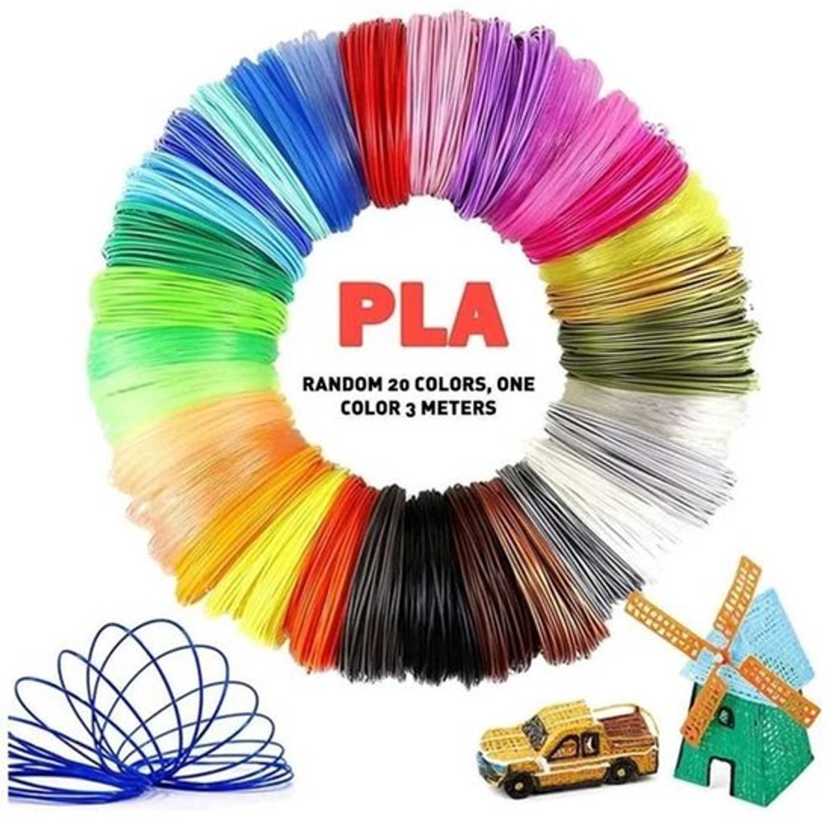 3D-printpenfilament, 20 kleuren, 60 meter in totaal, 1,75 mm 3D-printpenfilament
