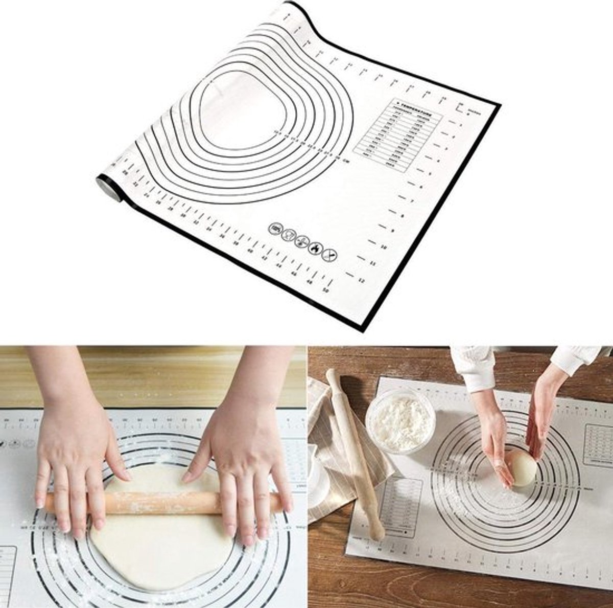 Siliconen Glasvezel Deegmat - Bakmat – 60 x 40 cm