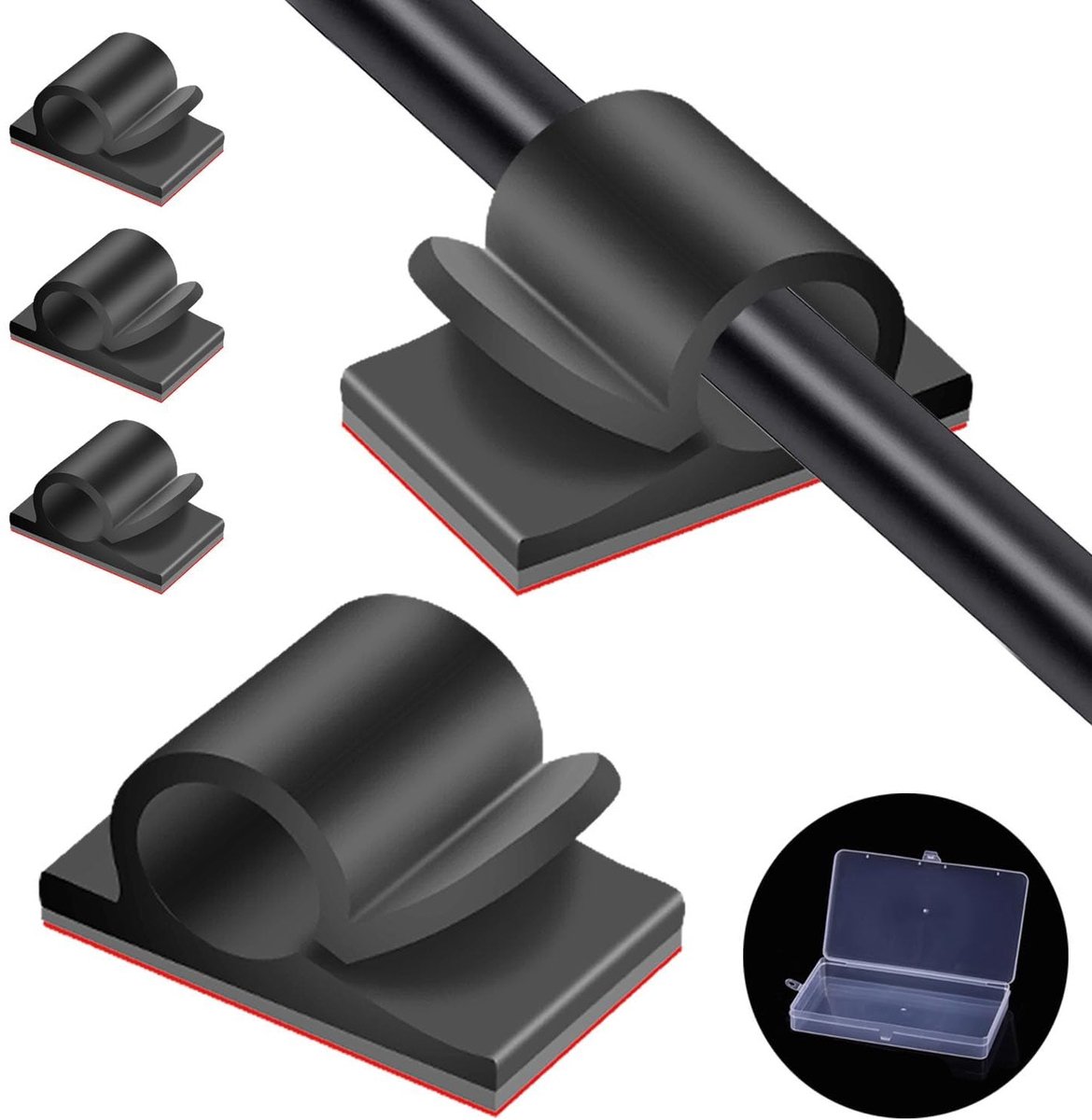 Grote zelfklevende kabelclips met opbergdoos, 50 stuks voor efficiënt kabelbeheer, muurbevestiging en organisatie thuis of op kantoor, 14 x 20 mm
