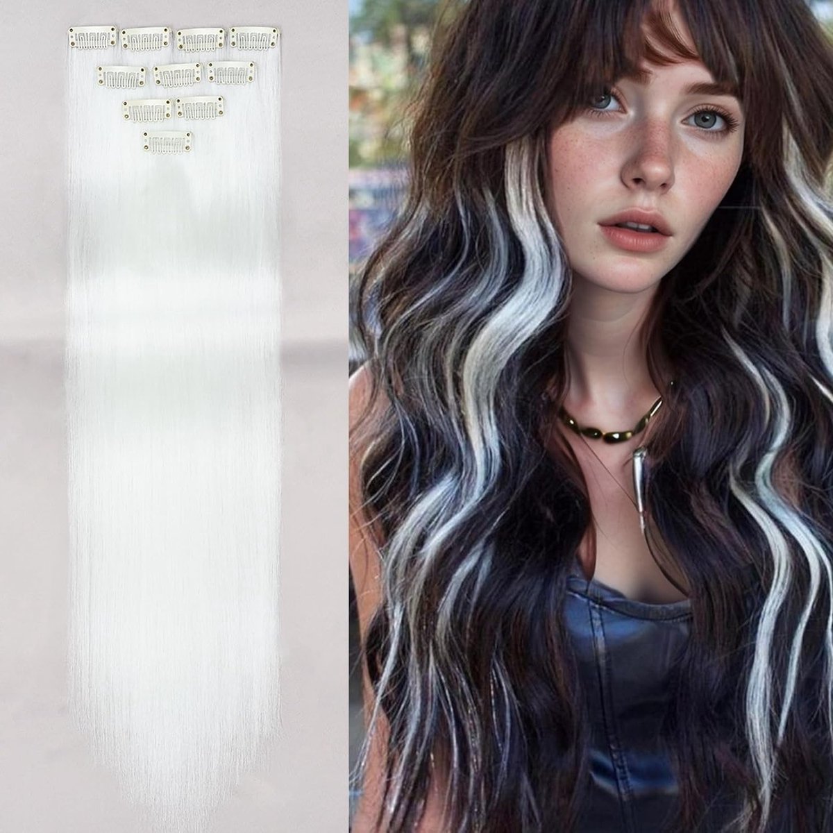 Kleurige Haarstrengen voor Kinderen 55 cm - 10 Stuks Lange Haarstukken van Synthetisch Haar - Clip-in Haarextensies voor Creatieve Hairstyling