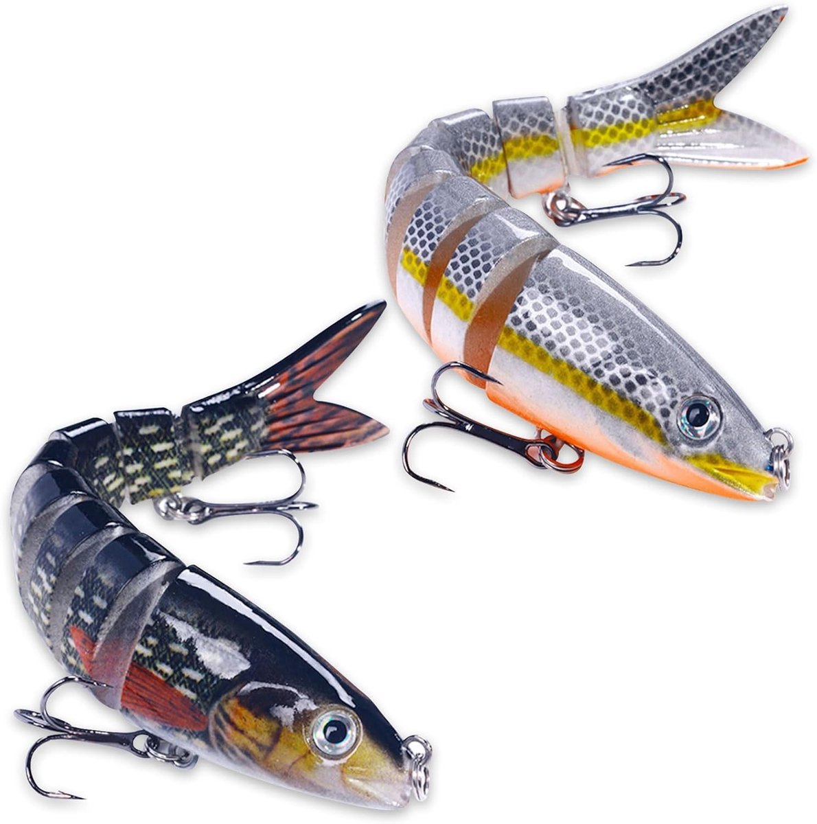 2 Stuks 5.27 inch Meerval Wobbler Swimbait, Multi-Hinged Lures Set voor Roofvissen en Sportvissen