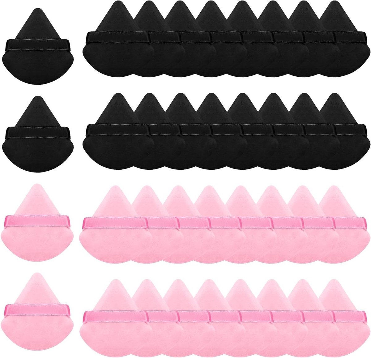 32-delige poederpads en poederkwasten set met make-up sponsen, wasbare beauty blenders en triangle sponsen