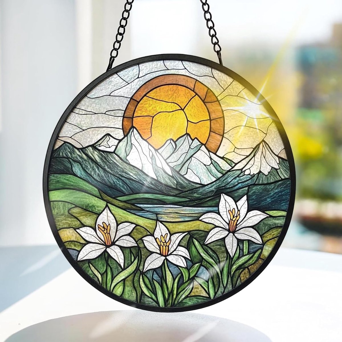 Kleurige Glazen Hangdecoratie voor Raam en Tuin - Handgemaakte Zonnevanger voor Kerst en Bloemen, 20x20cm