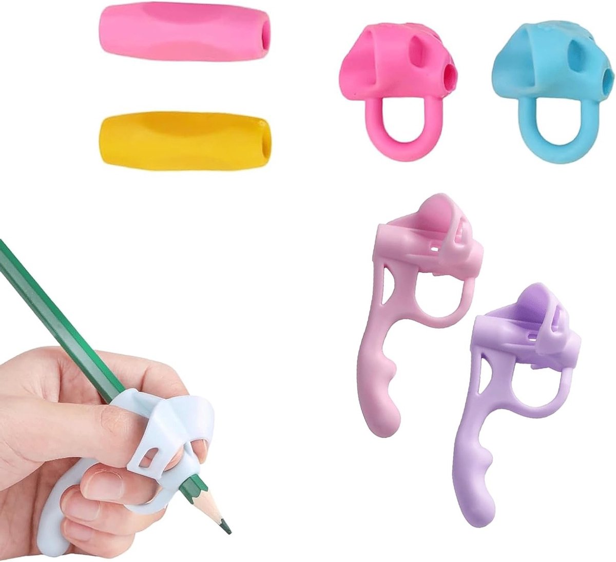 Ergonomische Schrijfhulp voor Kinderen, Correctie van Schrijfhouding, Silicone Grip voor Potloden en Stiften (Roze)