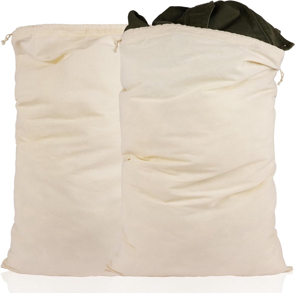Herbruikbare Katoenen Trekzakken 50x70cm - Muslin Zakjes voor Trouwen, Valentijn, Kerst en DIY Creaties