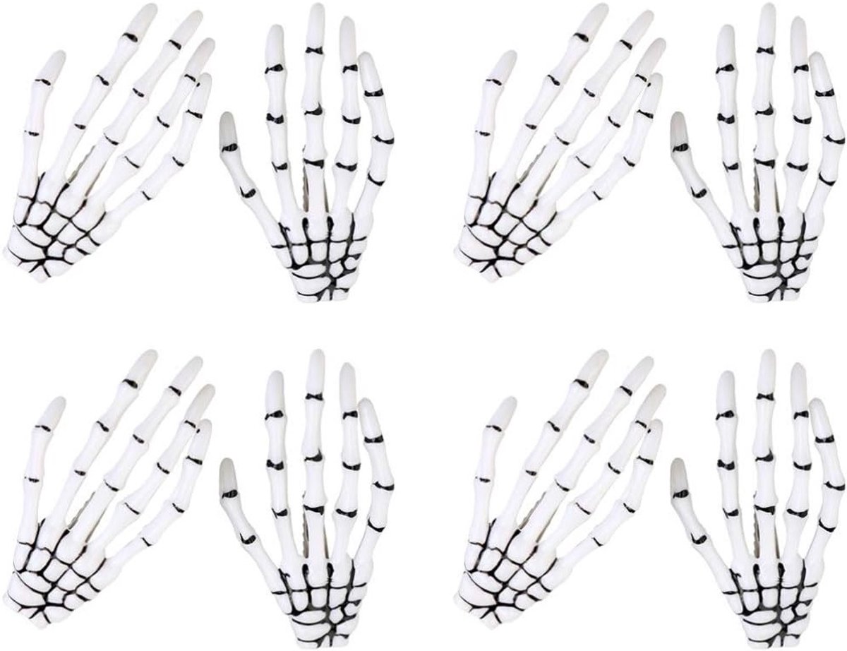 8 Stuks Halloween Skelet Handen Haarspelden - Punk Horror Klauwen en Schedel Accessoires voor Kostuums en Feestjes