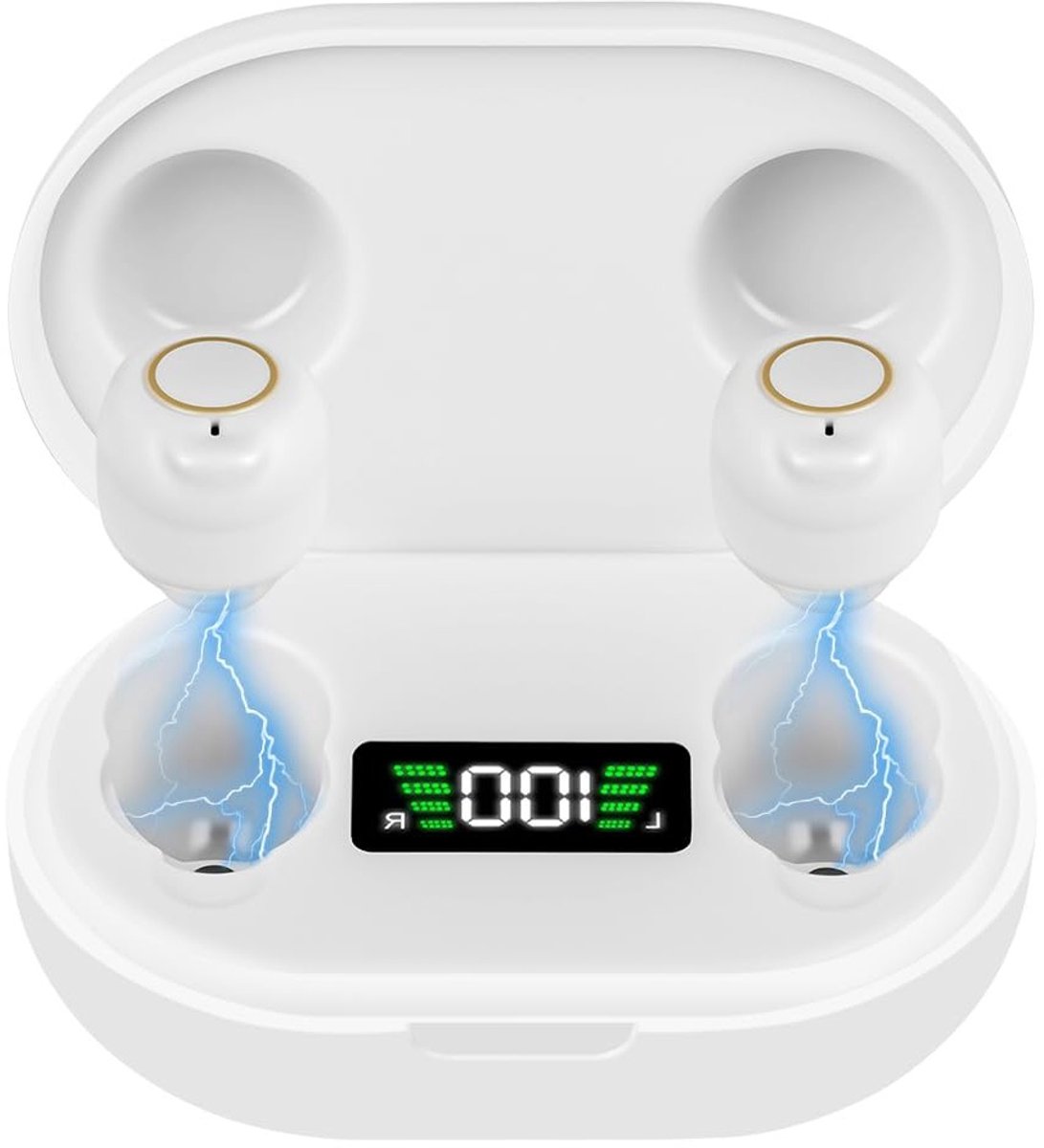 Draadloze Geluidsversterker met Oplaadbare Batterij, Geluidsonderdrukking en Ergonomische Pasvorm - 2 Stuks met USB Oplaadstation en Opbergdoos