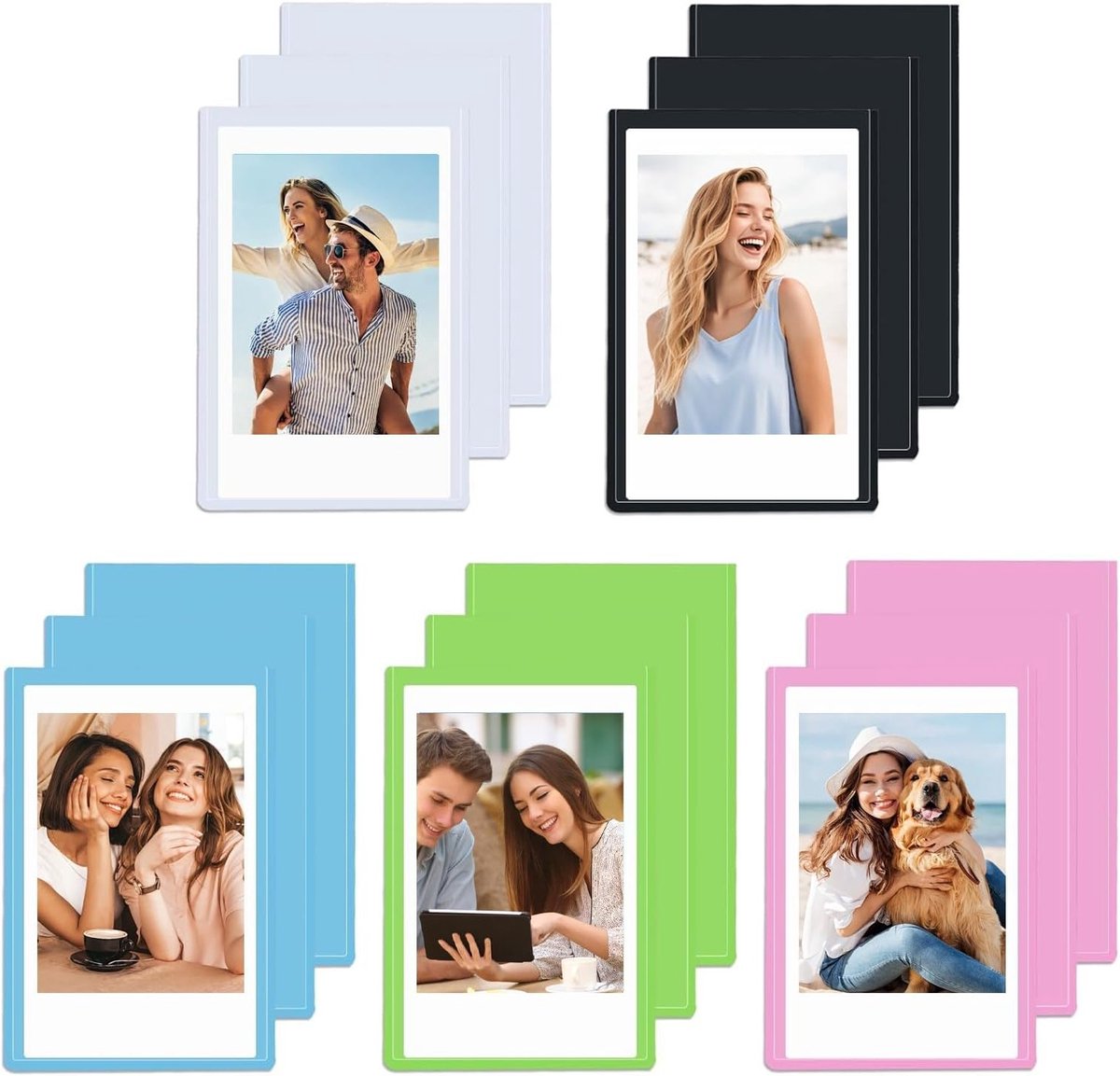 Set van 15 Magnetische Fotolijsten 9,5 x 6,3 cm - Mini Fotolijsten voor Koelkast, Berichten en Postkaarten - Kleurrijke Magneten voor Creatieve Decoratie