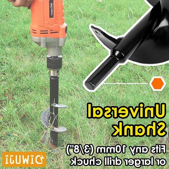 Tuingrondboor voor bloemen en planten - grondbewerkingsboor van roestvrij staal - gereedschapset voor diepe cultivatie - gaten graven voor planten, bomen, struiken (8 cm diameter, 30 cm lengte) van Merkloos	 — afbeelding 5