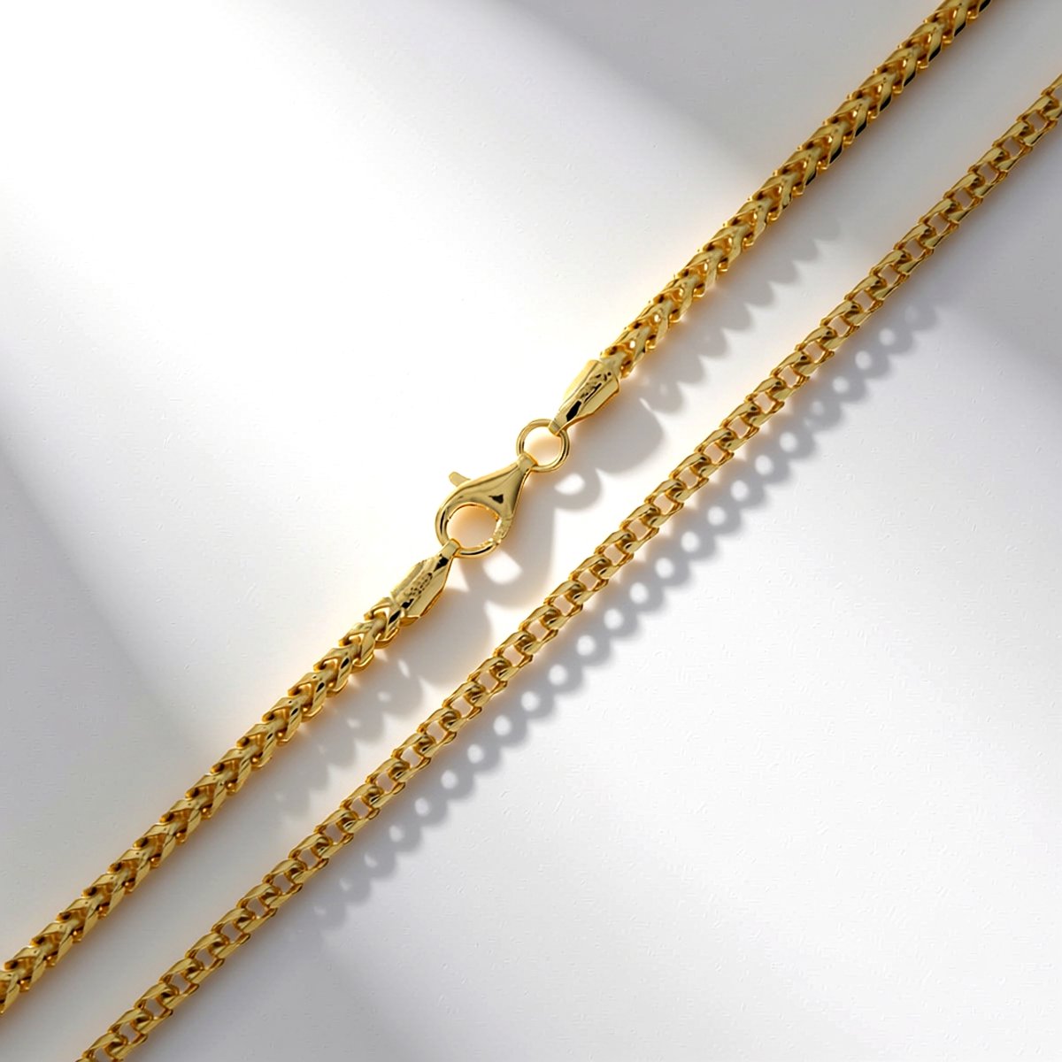 Cavill - Vergulde Zilveren Franco Ketting - 925 Sterling Zilver - 55 cm - Luxe Damesketting Goudkleurig met Karabijnsluiting - Elegant & Duurzaam