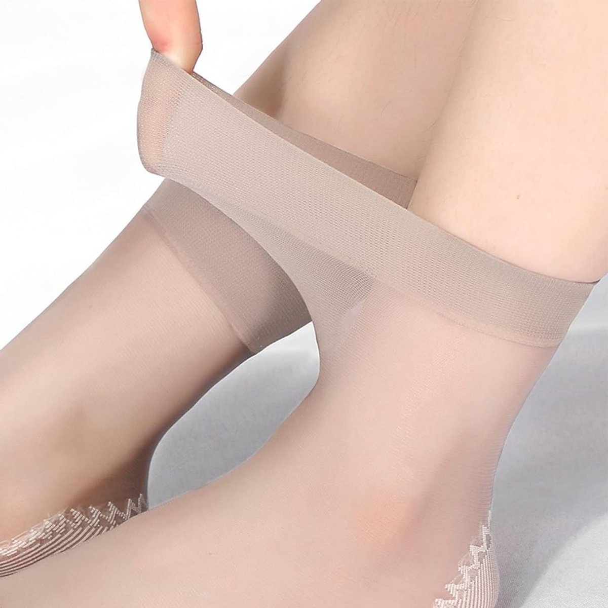 Transparante kniekousen voor dames met antislip katoenen inlegzool - 4 paar in 4 kleuren, ideaal voor comfort en stijl
