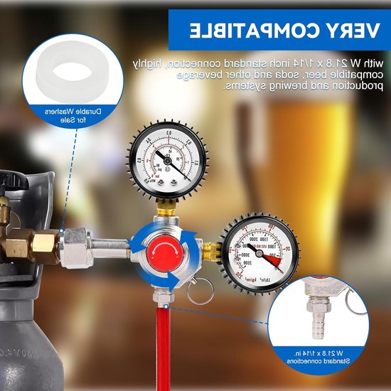 CO2 Drukregelaar met Dubbele Meter voor Bier, Drank en Tapinstallatie — afbeelding 2