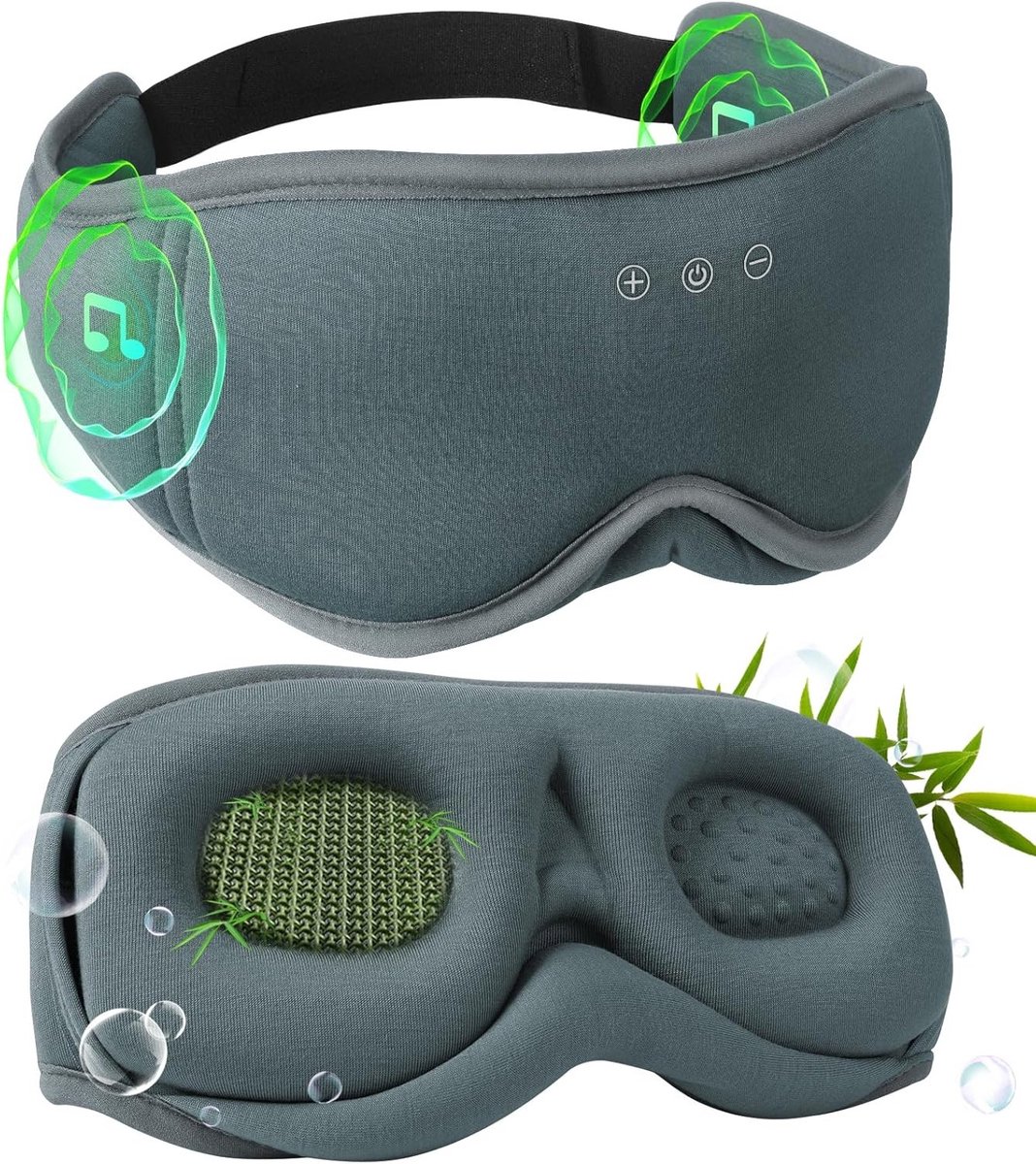 Bluetooth Slaapmasker met Hoofdtelefoon van Natuurlijke 3D Bamboe Katoen | Verduisterend Oogmasker voor Zijslapers, Reizen en Ontspanning | Perfect Cadeau voor een Rustige Nachtrust