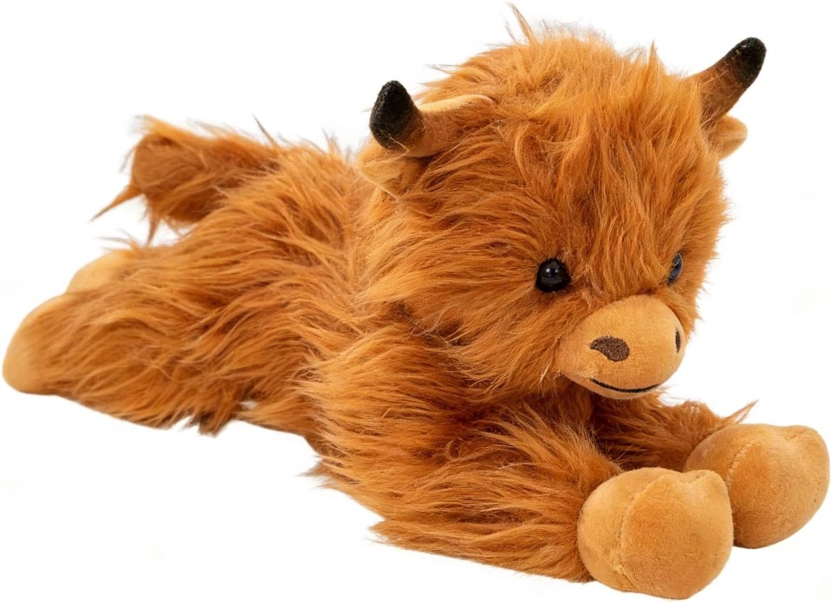 Schattige Highland Cow Knuffel, 36 cm Zacht Pluche Speelgoed voor Kinderen en Volwassenen, Perfect als Reis Kussen en Knuffelvriend