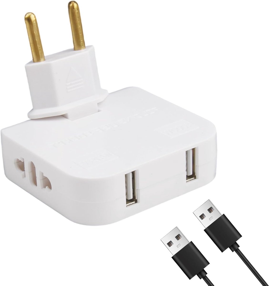Set van 2 platte ultradunne stekkerdozen - 2 stopcontacten + 2 USB poorten - 180° draaibare stekker - geschikt voor ruimte achter keukenkastjes - 220V
