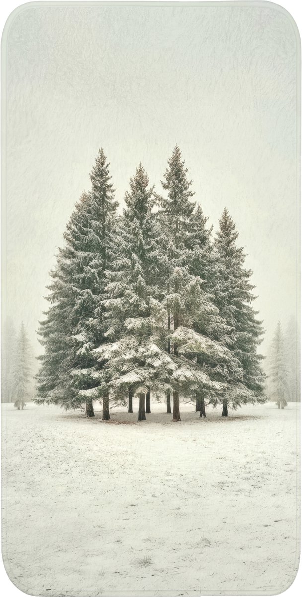 Badmat 60x120 cm - Antislip - Bomen - Sneeuw - Wit - Badmatten voor badkamer - Badkamermat - Douchemat - Badkamer mat