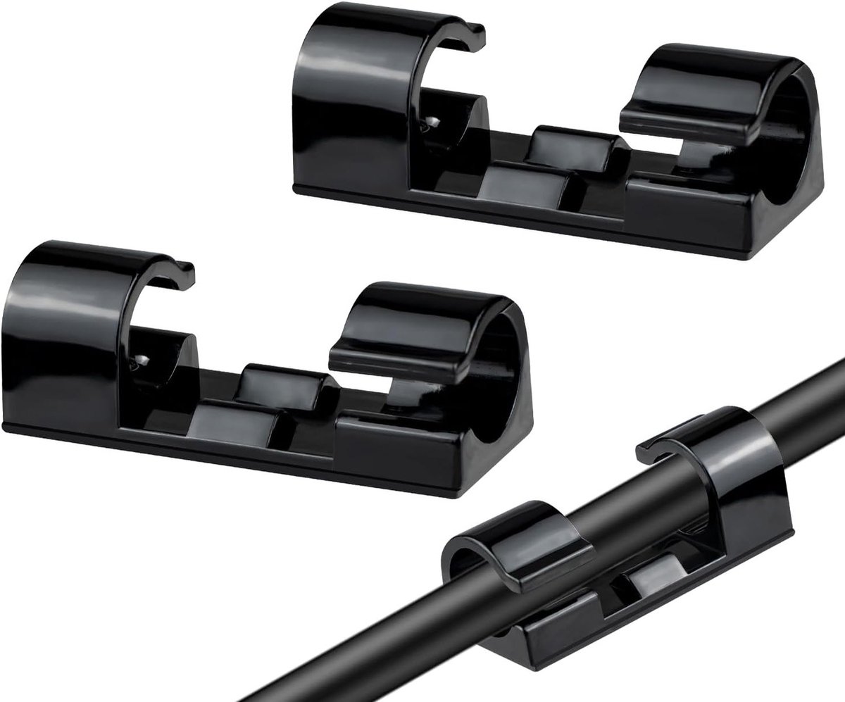 50 Stuks Zelfklevende Kabelmanagement Clips voor Organisatie van Kabels, Draadbeheerders voor TV, PC en Laptop in Zwart