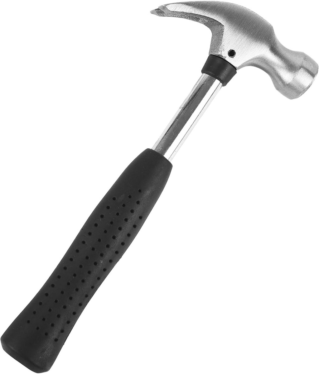 Mini Klauwhamer 4oz met Gebogen Hoofd en Rubber Handvat voor Kinderen en Studenten om Houtbewerking te Leren, Ideaal voor Creatieve Projecten en Ambachten (160mm)