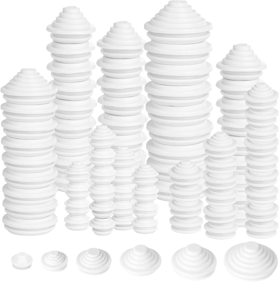 90 Stuks Rubber Klemmen Set, 6 Maten Wit Kabeldoorvoer Rubber, Stopper voor Kabels, Draad en Elektrische Apparaten, Ideaal voor Klussen en DIY Projecten