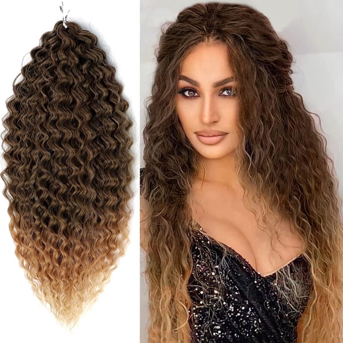 3 Bundels 55cm Watergolf Krokant Haar voor Butterfly Locs en Boheemse Vlechten