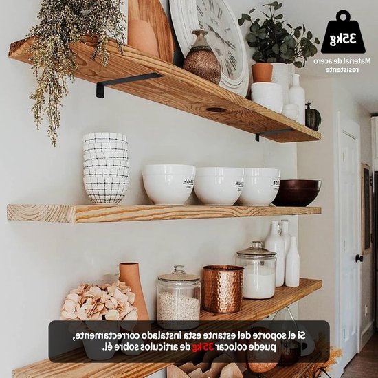 Industriële L-vormige muurbeugels voor zwevende hoekshelves - 4 stuks, 200 mm, zwart, stevig en duurzaam van Merkloos — afbeelding 4