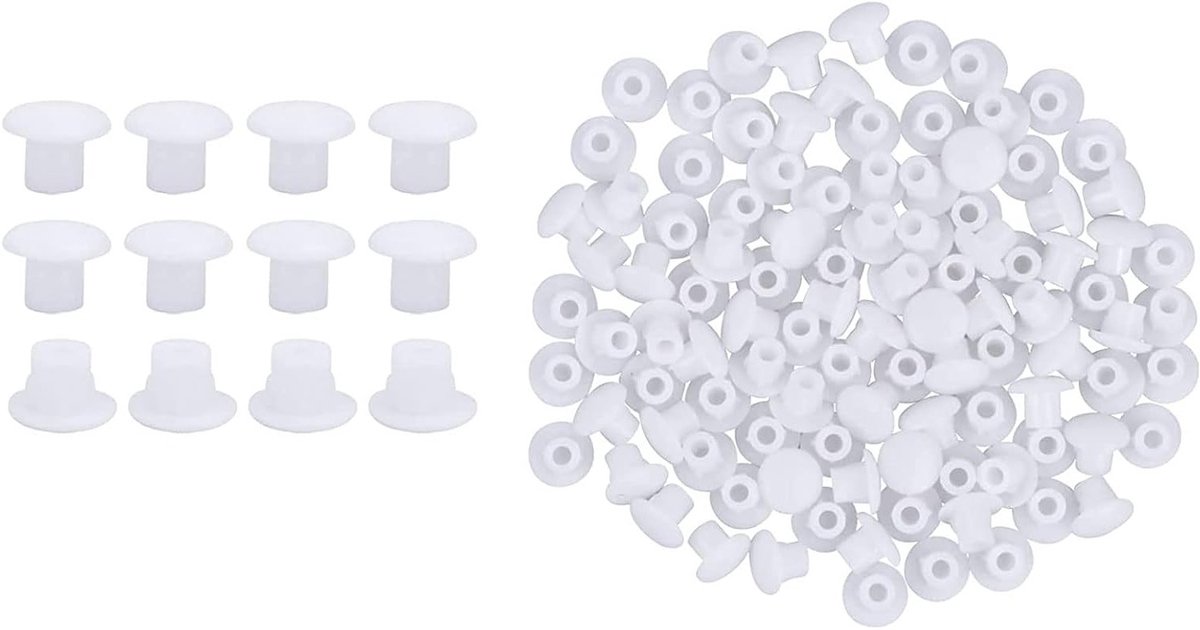 Ronde Plastic Doppen voor Meubels, Wit, 5 mm Diameter, Set van 50, Ideaal voor Kasten en Meubelaccessoires, Bescherming en Afwerking
