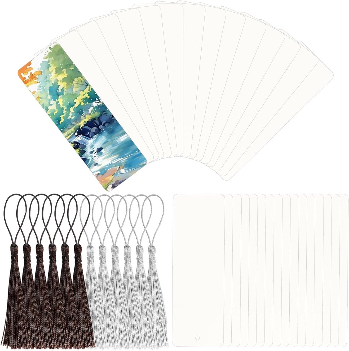 60 Stuks Lege Waterverf Boekenleggers met Kwastje - Ideaal voor Schilderen en DIY Creaties (15 x 5cm)