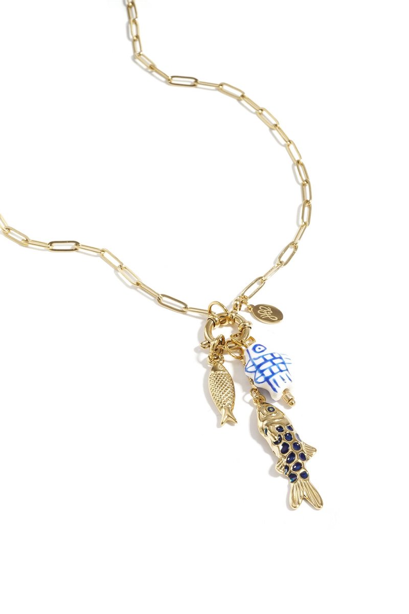 Ketting Met Frontsluiting En Vis-Charms - Cadeau - Goudlief.nl