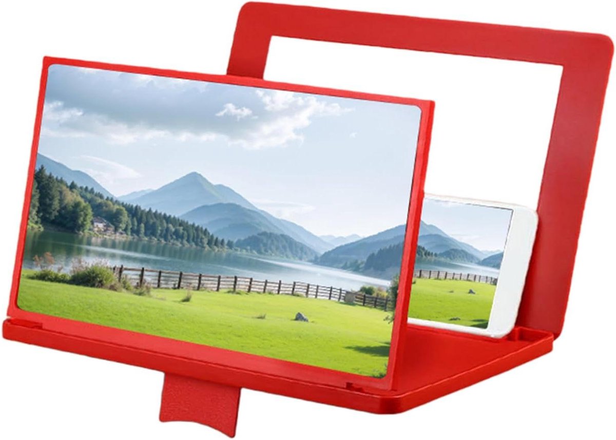 Telefoon Schermvergroter - Projector Versterker - Comfortabel Kijken - Optische 3D-HD Zoom - 12 inch - Rood