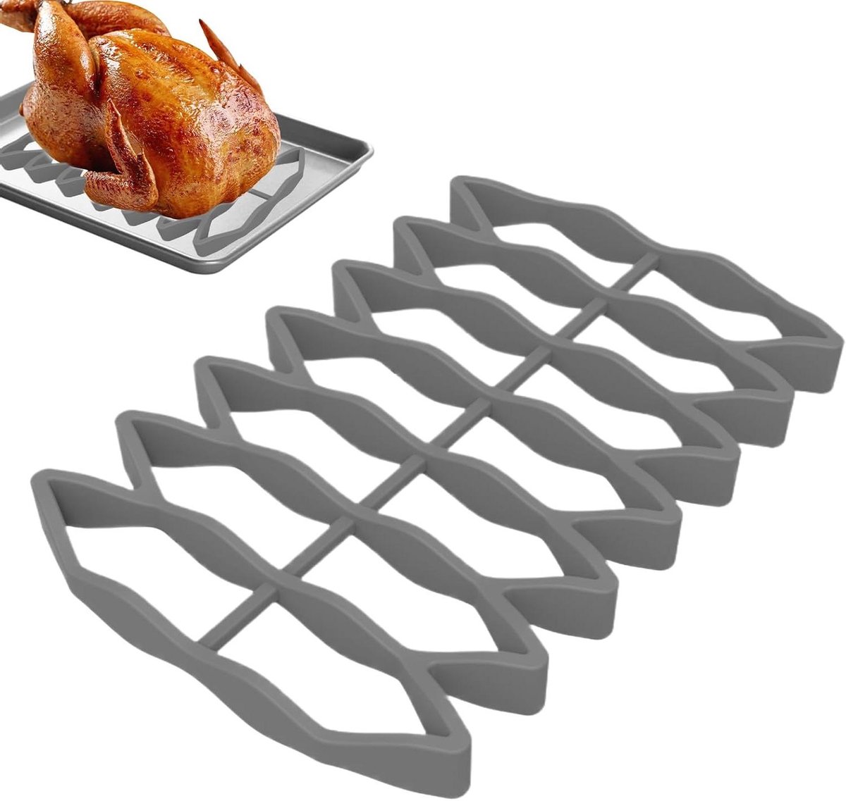 Siliconen roosterrek Bakplaat houder Gelijkmatig bakken Anti-aanbaklaag 23.3 x 15.6 cm Grijs