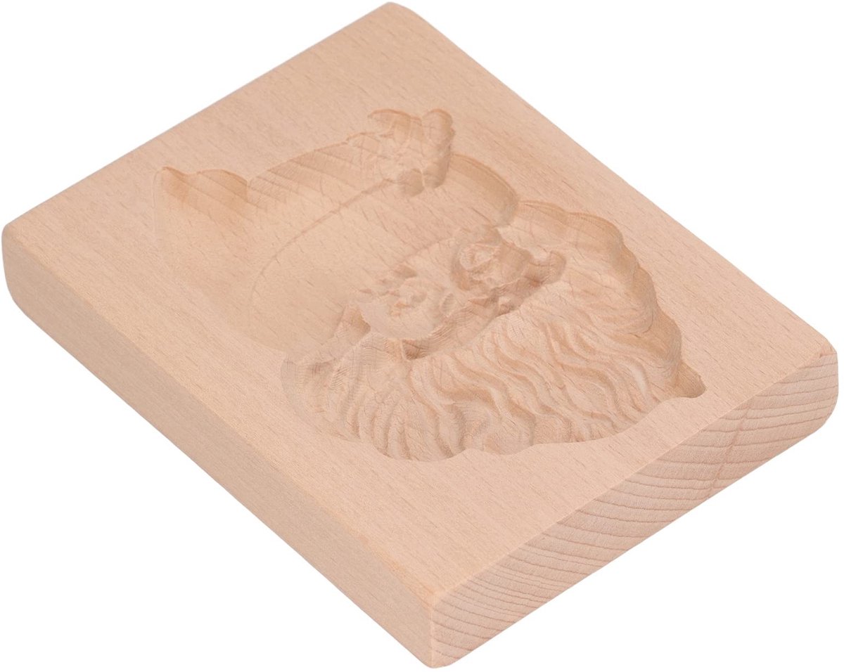 Dailygoods- Koekjessnijder Kerstmanvorm - Houten Koekjes Pr-Stempel - Peperkoek Reliëfvorm - 10 x 8 cm - Beukenhout - Eenvoudige Reiniging - Koekjesstempel