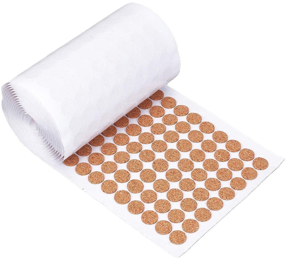 Cosensi- Kurkpads 1400 stuks - Zelfklevende Kurkpads - Ronde/Platte Kurkpads - Koffiebruin - Natuurkurk - 12,5 mm x 1,5 mm - Kruipads