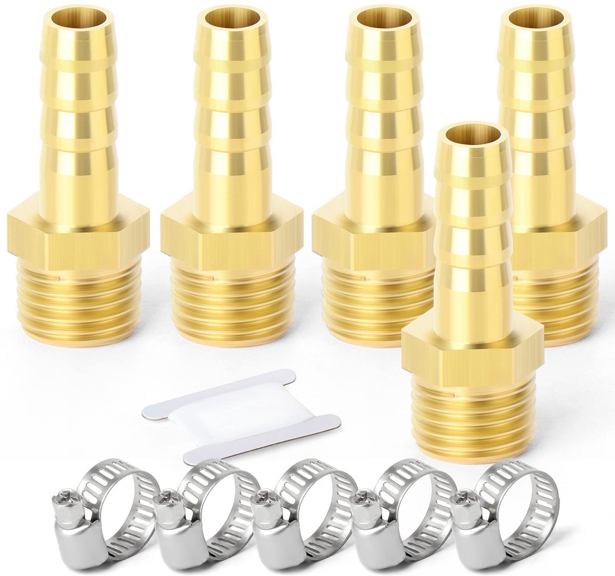 Cosensi- Knelkoppelingen 12mm OD - Messing Slangpilaar - Mannelijke BSP Connector - 5 Stuks - Hoge Temperatuur/Druk Bestendig - Efficiënte Installatie - Pijpfitting