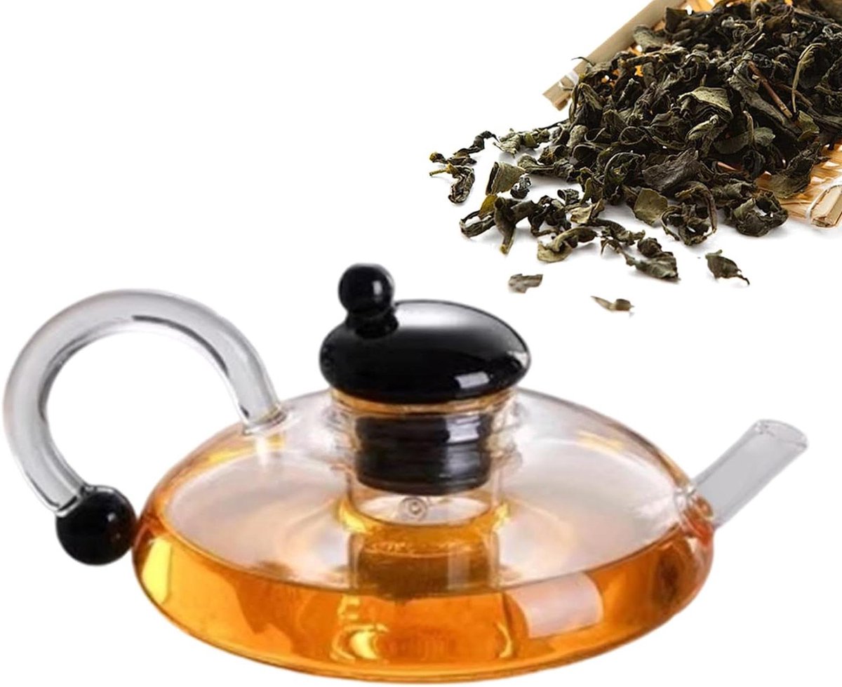 Glazen theepot - Koffiezetapparaat waterkoker - Dranken zetten - Hittebestendig glas - 600 ml - Transparant