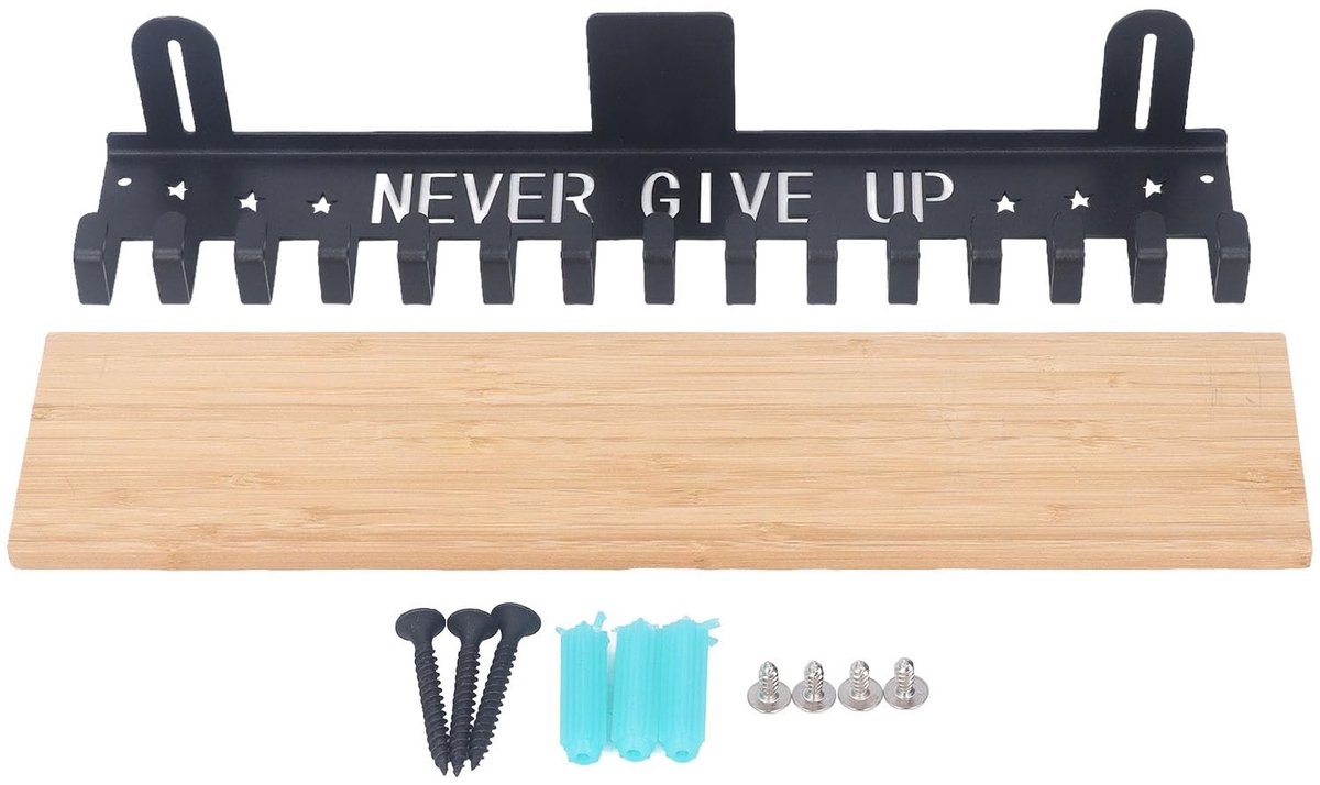Dailygoods- Medaillehouder met 20 Haken - Medaille Rek - Trofee Plank - Wandgemonteerd - Multifunctioneel - Eenvoudige Installatie - Medailleplank