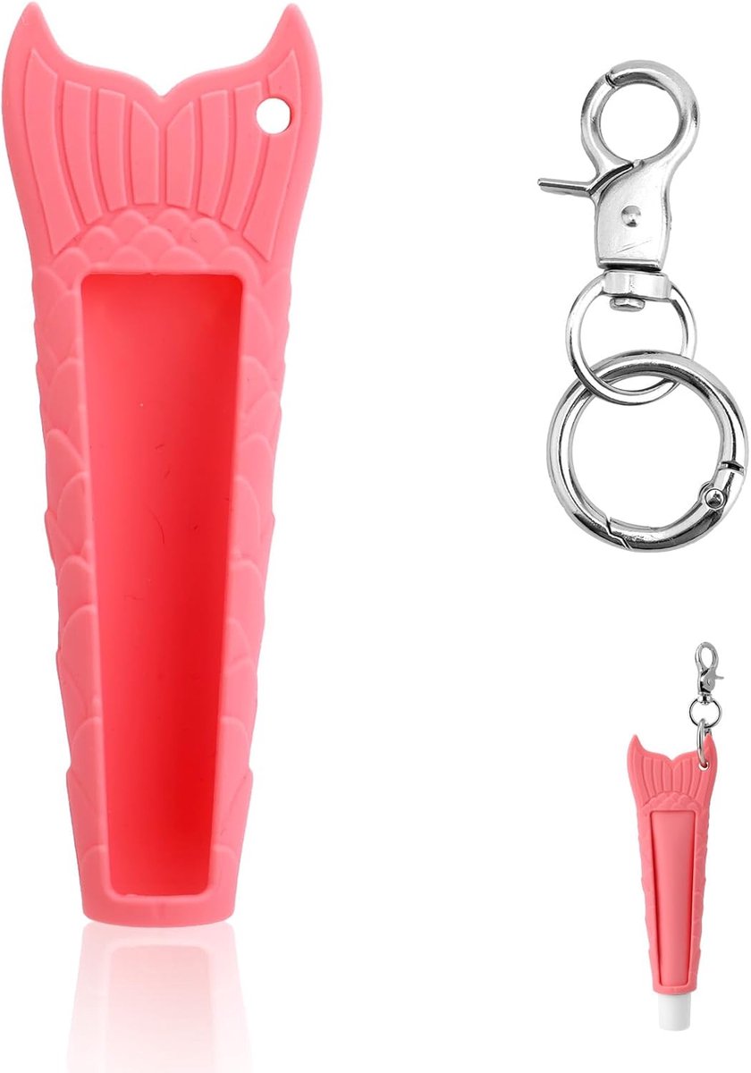 Lippenbalsem Houder - Beschermhoesje Sleutelhanger - Altijd Bij De Hand - Duurzaam Siliconen Materiaal - 13.5 x 4.5 cm - Roze