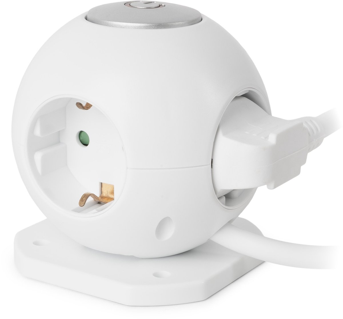 Entac verlengsnoer - Power Ball - Stekkerdoos - 3 Randaarde Stopcontacten - 2 USB poorten 2,1A - Schakelaar - 1.5m snoer 3x1.5mm2