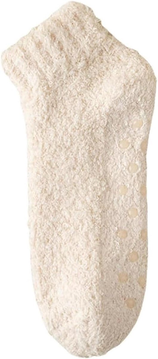 Dames Sokken - Huissokken Pantoffelsokken - Comfort Thuis - Antislip Zolen - One Size - Beige