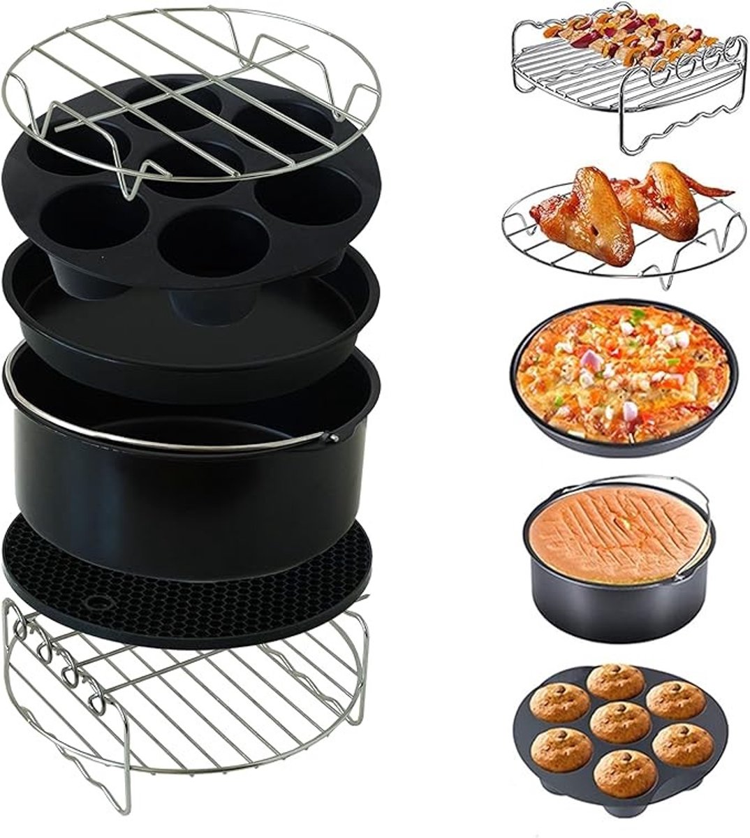 6-delige Airfryer Accessoireset voor XL & XXL (Ø17.5 cm)